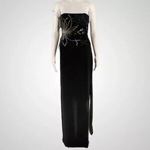 Richard Tyler Couture Black and Silver Maxi Dress